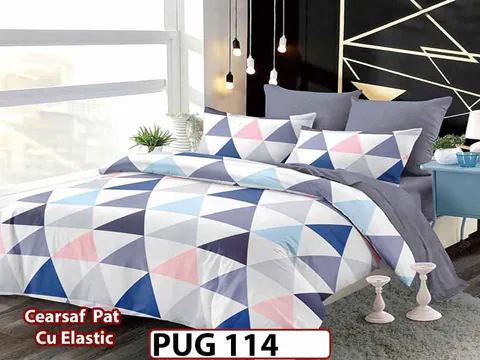 Lenjerie din finet 6 piese si cearceaf cu elastic - PUG 114