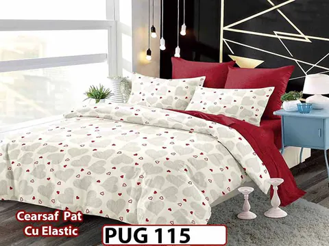 Lenjerie din finet 6 piese si cearceaf cu elastic - PUG 115