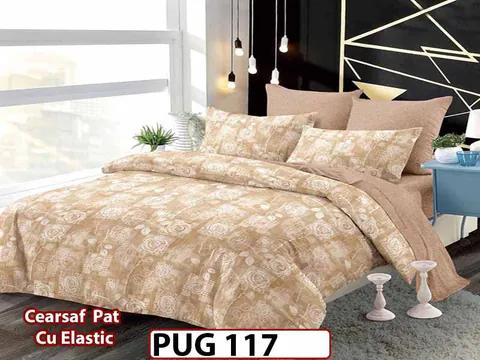 Lenjerie din finet 6 piese si cearceaf cu elastic - PUG 117
