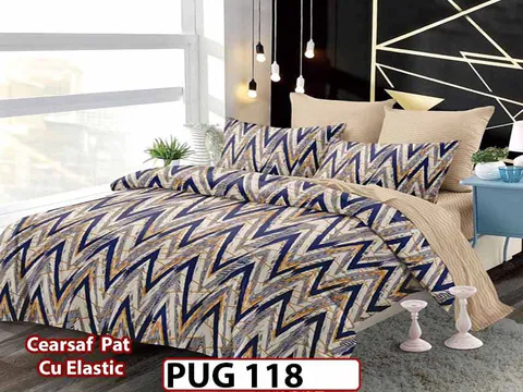 Lenjerie din finet 6 piese si cearceaf cu elastic - PUG 118