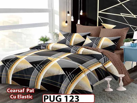 Lenjerie din finet 6 piese si cearceaf cu elastic - PUG 123