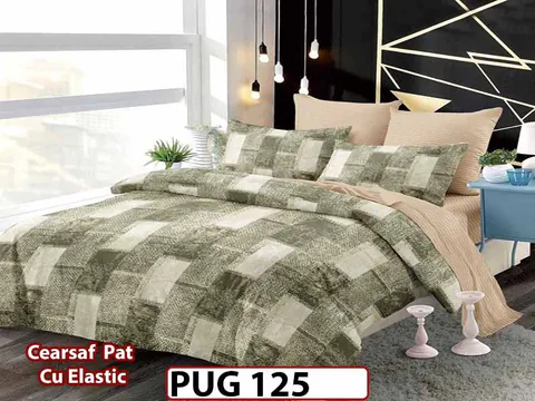 Lenjerie din finet 6 piese si cearceaf cu elastic - PUG 125