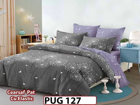 Lenjerie din finet 6 piese si cearceaf cu elastic - PUG 127