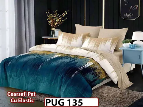 Lenjerie din finet 6 piese si cearceaf cu elastic - PUG 135