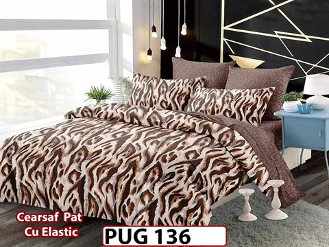 Lenjerie din finet 6 piese si cearceaf cu elastic - PUG 136