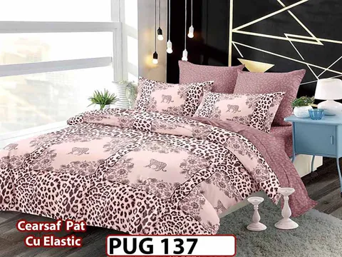 Lenjerie din finet 6 piese si cearceaf cu elastic - PUG 137