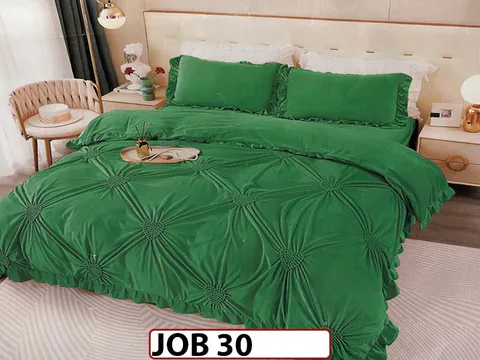 Lenjerie din catifea Brodata Cu Cearceaf Elastic 4 piese - JOB30