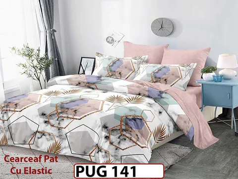 Lenjerie din finet 6 piese si cearceaf cu elastic - PUG 141