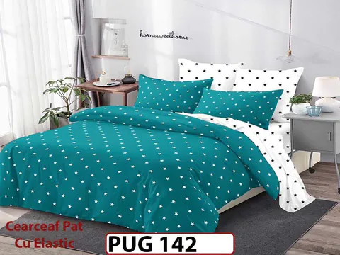 Lenjerie din finet 6 piese si cearceaf cu elastic - PUG 142