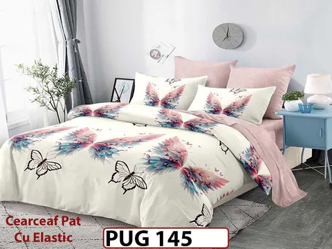 Lenjerie din finet 6 piese si cearceaf cu elastic - PUG 145