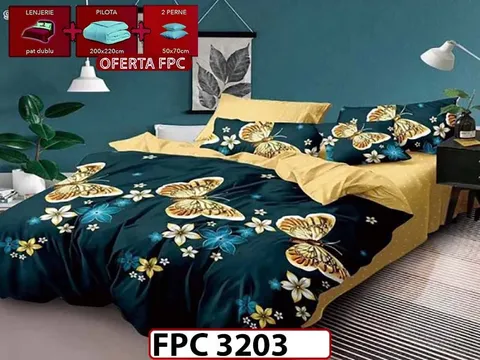 SET Lenjerie din Finet 6 Piese + Pilota 200x220cm + 2 Perne 50x70cm - FPC 3203