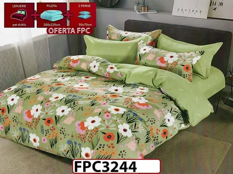 SET Lenjerie din Finet 6 Piese + Pilota 200x220cm + 2 Perne 50x70cm - FPC 3244