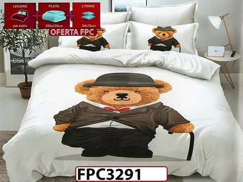 SET Lenjerie din Finet 6 Piese + Pilota 200x220cm + 2 Perne 50x70cm - FPC 3291