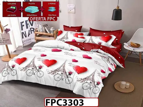 SET Lenjerie din Finet 6 Piese + Pilota 200x220cm + 2 Perne 50x70cm - FPC 3303