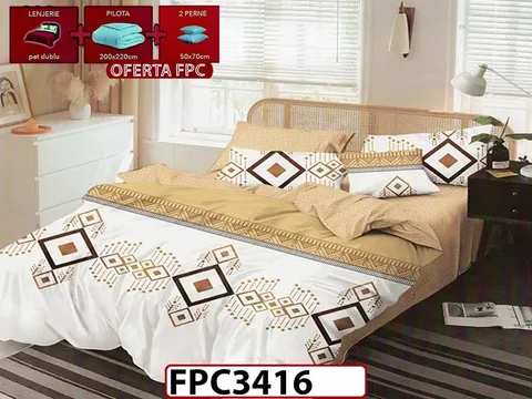SET Lenjerie din Finet 6 Piese + Pilota 200x220cm + 2 Perne 50x70cm - FPC 3416