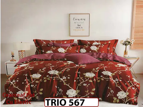 Lenjerie din FINET cu 6 piese cu cearceaf elastic - TRIO567