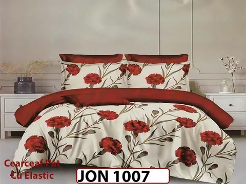 Lenjerie din finet 6 piese cearceaf cu elastic - JON1007