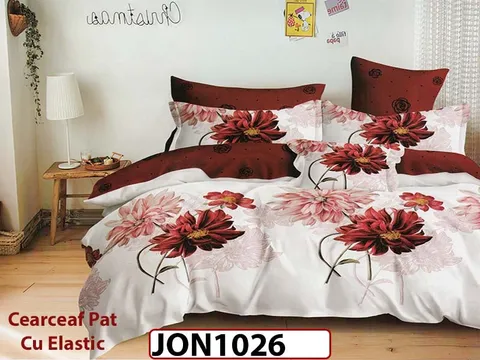 Lenjerie din finet 6 piese cearceaf cu elastic - JON1026