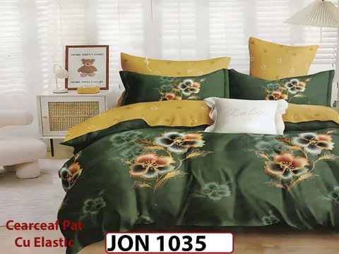 Lenjerie din finet 6 piese cearceaf cu elastic - JON1035