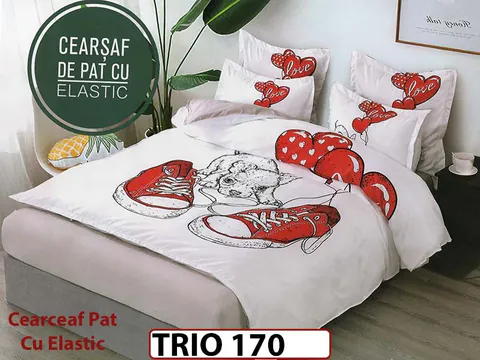 Lenjerie din finet 6 piese cearceaf cu elastic - TRIO170