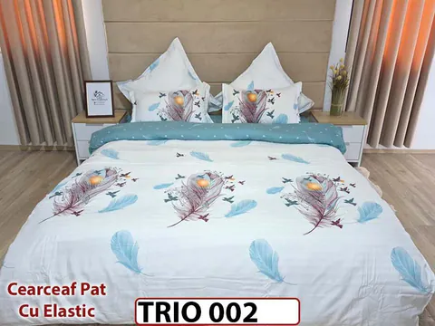 Lenjerie din finet 6 piese cearceaf cu elastic - TRIO002