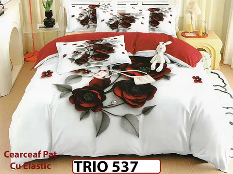 Lenjerie din FINET cu 6 piese cu cearceaf elastic - TRIO537