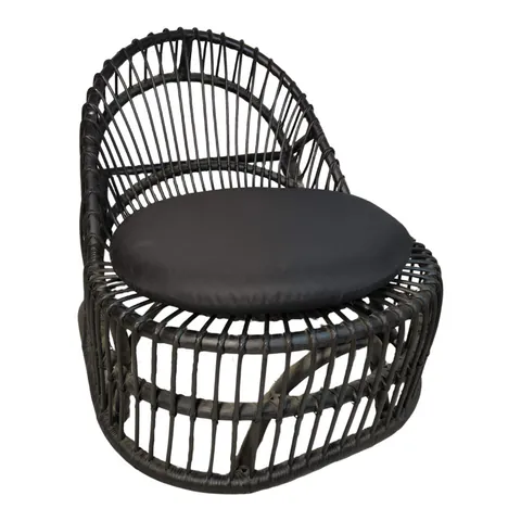Fotoliu de relaxare Tromso, rattan negru, perna, neagra, 80x85x98 cm
