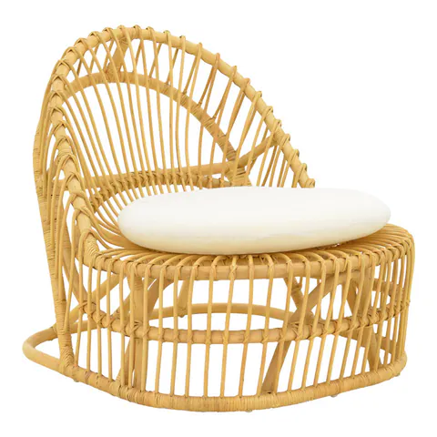 Fotoliu de relaxare Tromso, rattan negru, perna, neagra, 80x85x98 cm