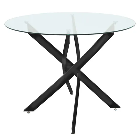 Masa Antoro cu blat din sticla, Natural, D100x75 cm