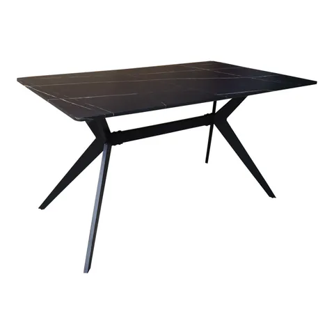Masa, cu aspect de marmura neagra și picioare de metal, Ezali, & metal, Negru, 140x80x75 cm