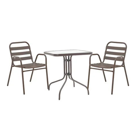 Masa de dining Watson-Sussie metal maro-sticla, 70x70x70 cm