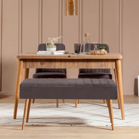 Set masă și scaune extensibile (4 bucăți) Vina 0701 - 3 -nAnthracite,nAtlantic Extendable Dining Table & Chairs Set 1, Stejar, 77x75x120 cm