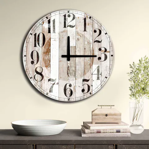 Ceas decorativ din MDF Home Art, Multicolor, 50x50 cm