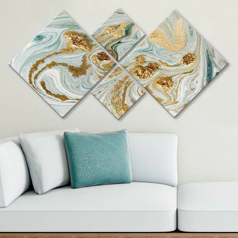 Tablou MDF Iluzion, 4 bucati, Multicolor, 115x60 cm
