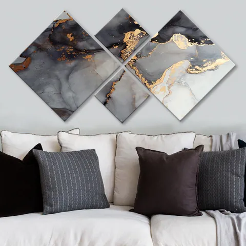 Tablou MDF Noapte, Alb - Gri, 115x60 cm