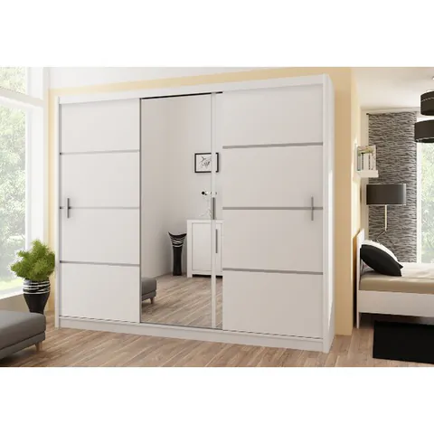 Dulap Vista, sistem glisant + spațiu generos, PAL melaminat, 250x61x215 cm, alb