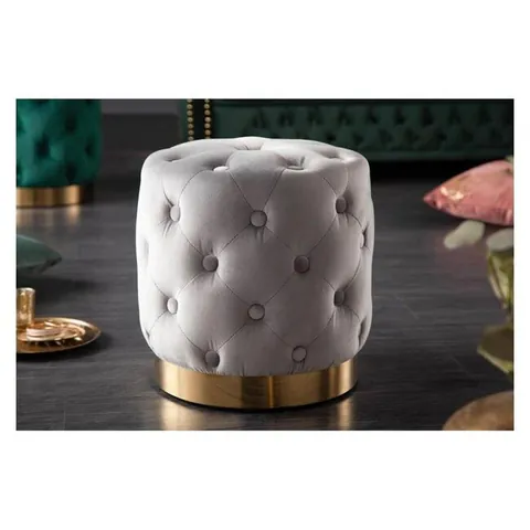 Taburet Velvet, catifea premium cu bază metalică, 37x37x38 cm, gri