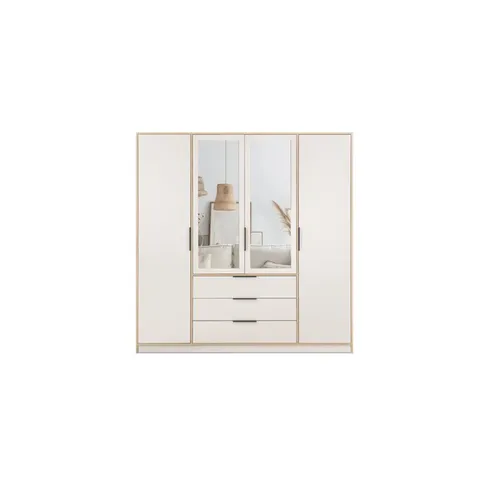 Dulap Lati D4, usi glisante cu feronerie HAFELE, PAL melaminat, 200x196x57 cm, Alb