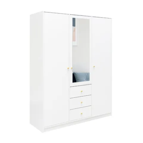 Dulap Siena D3, compartimentare eficientă și oglinzi incluse, PAL melaminat, 149x58x200 cm, alb