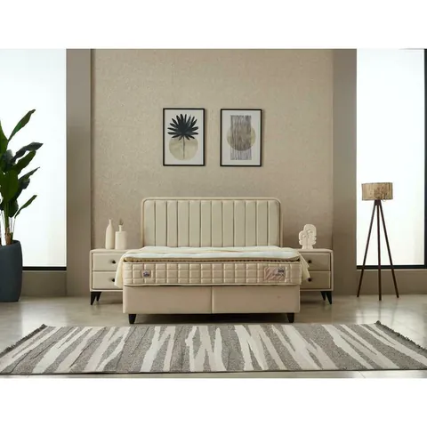 Pat + Saltea gratis, Marmaris, culori personalizabile - 160x200 cm, somieră rabatabilă și ladă depozitare