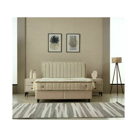 Pat + Saltea gratis, Marisa, culori personalizabile - 180x200 cm, somieră rabatabilă și ladă depozitare