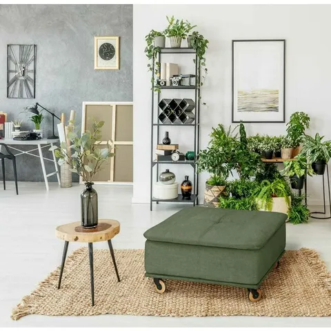 Taburet pe rotile Philadelphia, șezut tapițat, structură lemn masiv, 87x78 cm, personalizabil