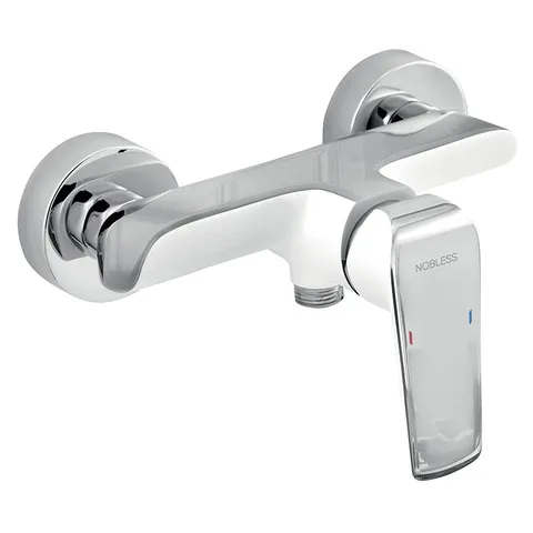 Baterie dus, Ferro, Tina white, cu montaj pe perete, crom