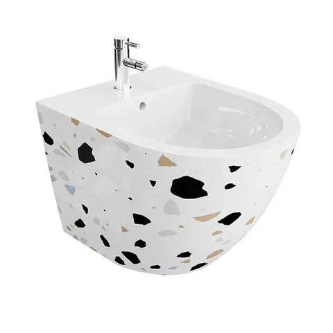 Bideu suspendat Spectrum, Trendi Stone, cu fixare ascunsă, 36.5 x 49 cm, alb mozaic