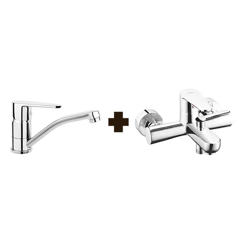 Set baterie de lavoar si baterie cada - dus, Ferro, Algeo, crom