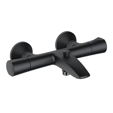 Baterie cadă - duș, Kludi, Zenta SL, termostatată, negru mat, 351013938