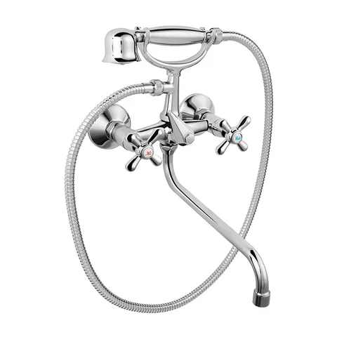 Baterie cadă - duș, Ferro, Retro, cu pară și furtun de duș, pipă 30 cm, crom, XR11A