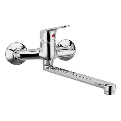 Baterie bucatarie, Ferro, Smile, cu montaj pe perete, crom