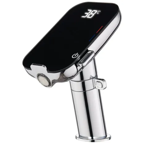 Baterie de baie cu afisaj digital al temperaturii si suport pentru telefon crom, Form Digital