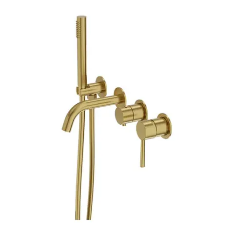 Baterie cada incastrata termostatata , auriu periat, 4 iesiri, pipa fixa 15,3 cm, LaVita Verdi